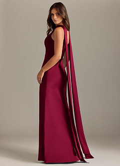 Azazie Kinsley Bridesmaid Dresses Burgundy Mermaid Side Slit Stretch Satin Dress image6