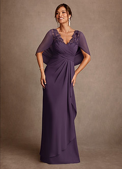 Azazie Santa Clara Mother of the Bride Dresses Plum A-Line Lace Dress image1