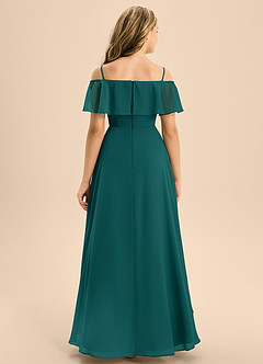 Azazie Maggie Junior Peacock A-Line Off the Shoulder Chiffon Dress image6