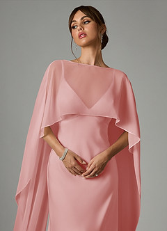 Azazie Stefania Jurken voor bruidsmeisjes Jurk van Stretch Satijn met A-Lijn Poederroze image5