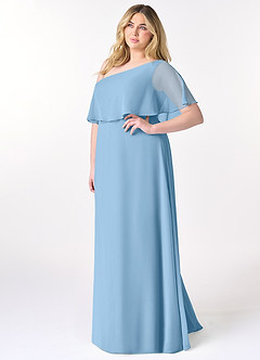 Azazie Lizzy Brautjungfernkleider A-Linie One-Shoulder Chiffon Kleid Stahlblau image10