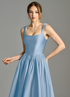 Azazie Verina Suknie dla druhen Linia A Pofałdowany Satyna elastyczna Do ziemi Sukienka image2