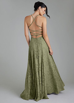 Azazie Tatum Bridesmaid Dresses Pistachio A-Line Corset Floral Burnout Dress image9