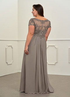 Azazie Dunja Abiti per la Madre della Sposa Abito A-Line in Chiffon con Scollo a V in Pizzo Taupe image8