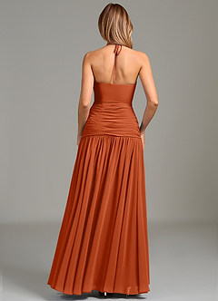 Azazie Vashti Bridesmaid Dresses Burnt Orange A-Line Chiffon Dress image2