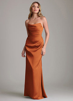 Azazie Lucille Bridesmaid Dresses Cinnamon Mermaid Strapless Stretch Satin Convertible Dress image1