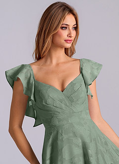Azazie Leilani Bridesmaid Dresses Matcha A-Line Sweetheart Neckline Floral Burnout Dress image7