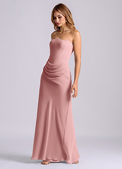 Azazie Debby Bridesmaid Dresses Dusty Rose Mermaid Strapless Chiffon Dress image3
