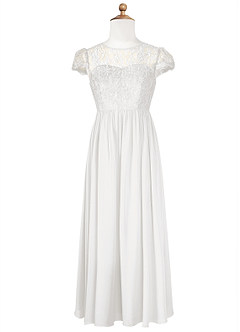 Azazie Delevingne Junior Linia A Koronka Szyfon Długość podłogi Młodsza druhna Sukienka image6