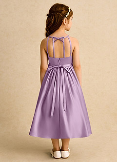 Azazie Indi vestidos de niña de las flores Vestido de Glicinia de Satin Mate de Corte En A con Lazo image1
