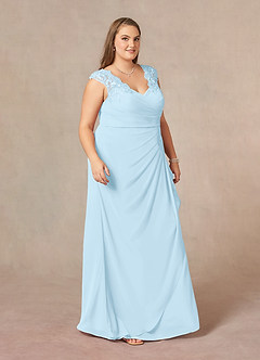 Azazie Gladys Mother of the Bride Dresses Sky Blue A-Line Queen Anne Lace Chiffon Dress image10