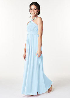 Azazie Anthea Junior Sky Blue Pleated Chiffon Dress image5