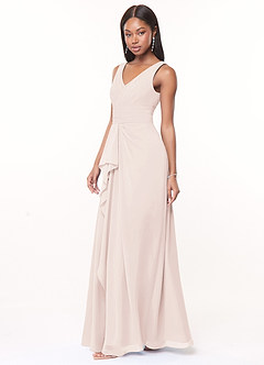 Azazie Julianna Robes de demoiselle d'honneur Robe Trapèze en Mousseline de soie Rose Pétale image3