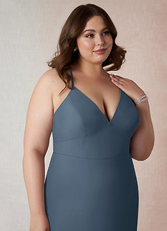 Azazie Becca Jurken voor bruidsmeisjes Jurk van Chiffon met Kolom V-hals Neptunus image12