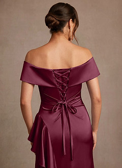 Azazie Kirsty vestidos de madre de la novia Vestido de Mora de Satén Elástico de Corte Recto con Vestidos sin tirantes image6