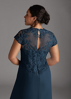 Azazie Junie Mother of the Bride Dresses Dark Navy A-Line Lace Chiffon Dress image9