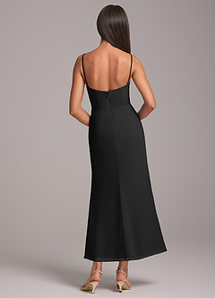 Azazie Saige Vestidos de damas de honor Vestido de Negro de Gasa de Corte Recto Convertible con Vestidos sin tirantes image8
