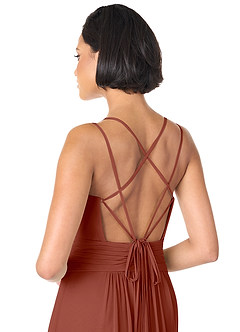 Azazie Farren Bridesmaid Dresses Auburn A-Line Pleated Chiffon Convertible Dress image7