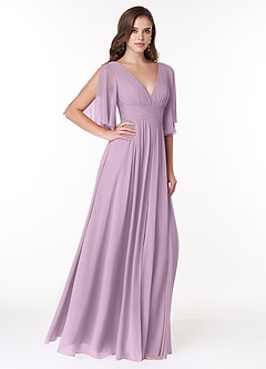 Azazie Temeka Bridesmaid Dresses Wisteria A-Line Ruched Chiffon Dress image4