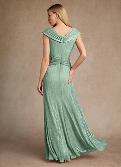 Azazie Warren Mother of the Bride Dresses Aquamarine A-Line Pleated Metallic Mesh Dress image4