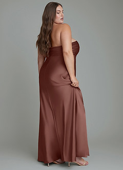 Azazie Saylor Vestidos de damas de honor Vestido Expresado de Satén Elástico de Corte Sirena con Palabra de honor image12