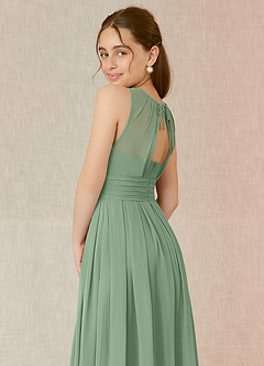 Azazie Bibiane Junior Matcha A-Line Pleated Chiffon Dress image8