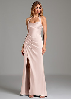 Azazie Serenity Brautjungfernkleider Meerjungfrau-Linie Herzausschnitt Stretch-Satin Kleid Zartrosa image4