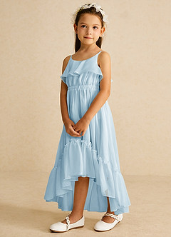 Azazie Karmen Flower Girl Dresses Sky Blue A-Line Ruched Chiffon Dress image2