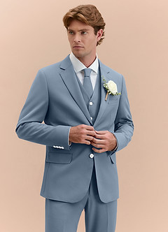 front James Dusty Blue Structured Stretch 3-piece suit