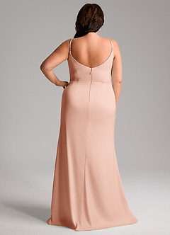 Azazie Deandra Bridesmaid Dresses Rose Gold Mermaid Pleated Stretch Satin Dress image8