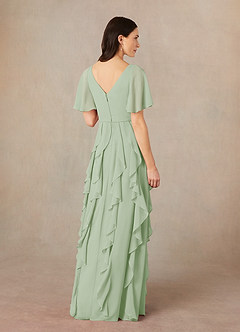 Azazie Watson Mother of the Bride Dresses Dusty Sage A-Line V-Neck Chiffon Dress image4