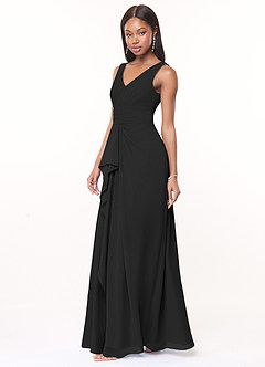 Azazie Julianna Bridesmaid Dresses Black A-Line Chiffon Dress image3