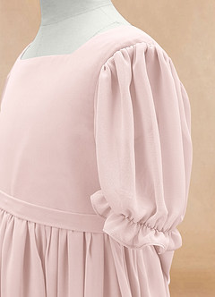 Azazie Joss Flower Girl Dresses Blushing Pink A-Line with Sleeves Chiffon Dress image6