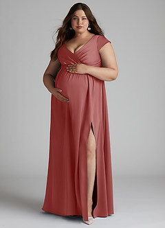 Azazie Allessia Abiti da damigella d'onore premaman Abito A-Line Plissettato Raso Elasticizzato Floor-Length image11