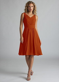 Azazie Grace Bridesmaid Dresses Paprika A-Line Pleated Chiffon Dress image1