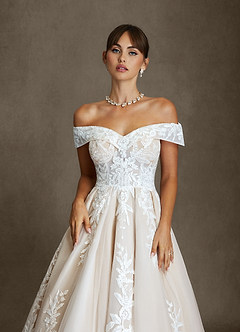 Azazie Becca Wedding Dresses Diamond White Champagne A-Line Sweetheart Neckline Tulle Dress image4