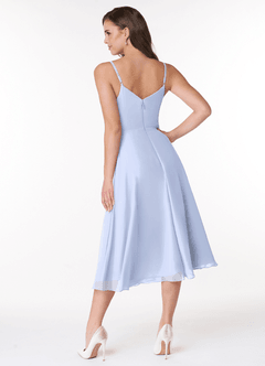 Azazie Clarissa Brautjungfernkleider A-Linie V-Hals Chiffon Kleid Eis image2