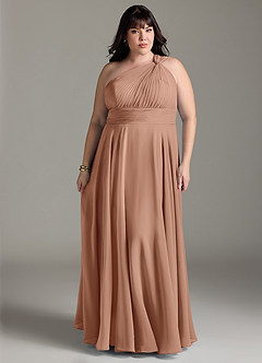 Azazie Charlize Bridesmaid Dresses Champagne Rose A-Line One Shoulder Chiffon Dress image7