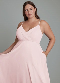 Azazie Amani Bridesmaid Dresses Blushing Pink A-Line Pleated Chiffon Dress image12