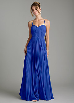 Azazie Teagan Robes de demoiselle d'honneur Robe Trapèze en Mousseline de soie Encolure en Forme de Cœur Bleu Roi image4