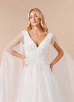 Azazie Seraphine Wedding Dresses Diamond White A-Line Sequins Tulle Dress image5