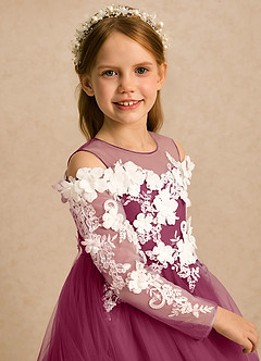 Azazie Lilah Flower Girl Klänningar Klänning A-linje i Tyll Spets image6