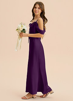 Azazie Bellalina Junior Syrena Pofałdowany Satyna elastyczna Długość podłogi Młodsza druhna Sukienka image5