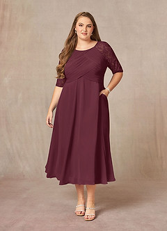 Azazie Dorothea Mother of the Bride Dresses Cabernet A-Line Scoop lace Chiffon Dress image1