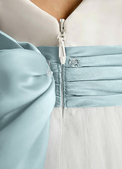 Azazie Sosie Flower Girl Dresses Ivory Mist A-Line Pleated Tulle Dress image5