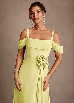 Azazie Amherst Mother of the Bride Dresses Lemon Sorbet A-Line Off the Shoulder Chiffon Dress image5