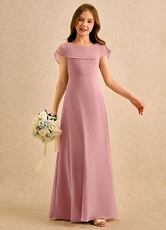 Azazie Kittie Girls Formal Flower Girl Dresses Dusty Rose A-Line Chiffon Dress image6