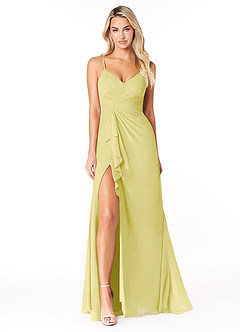 Azazie Emerald Robes de demoiselle d'honneur Robe Trapèze en Mousseline de soie Volant Sorbet Citron image4
