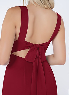 Azazie Christiana Bridesmaid Dresses Burgundy A-Line V-Neck Pleated Chiffon Dress image6