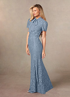 Azazie Carleannia Mother of the Bride Dresses Dusty Blue Mermaid Lace Chiffon Dress image2